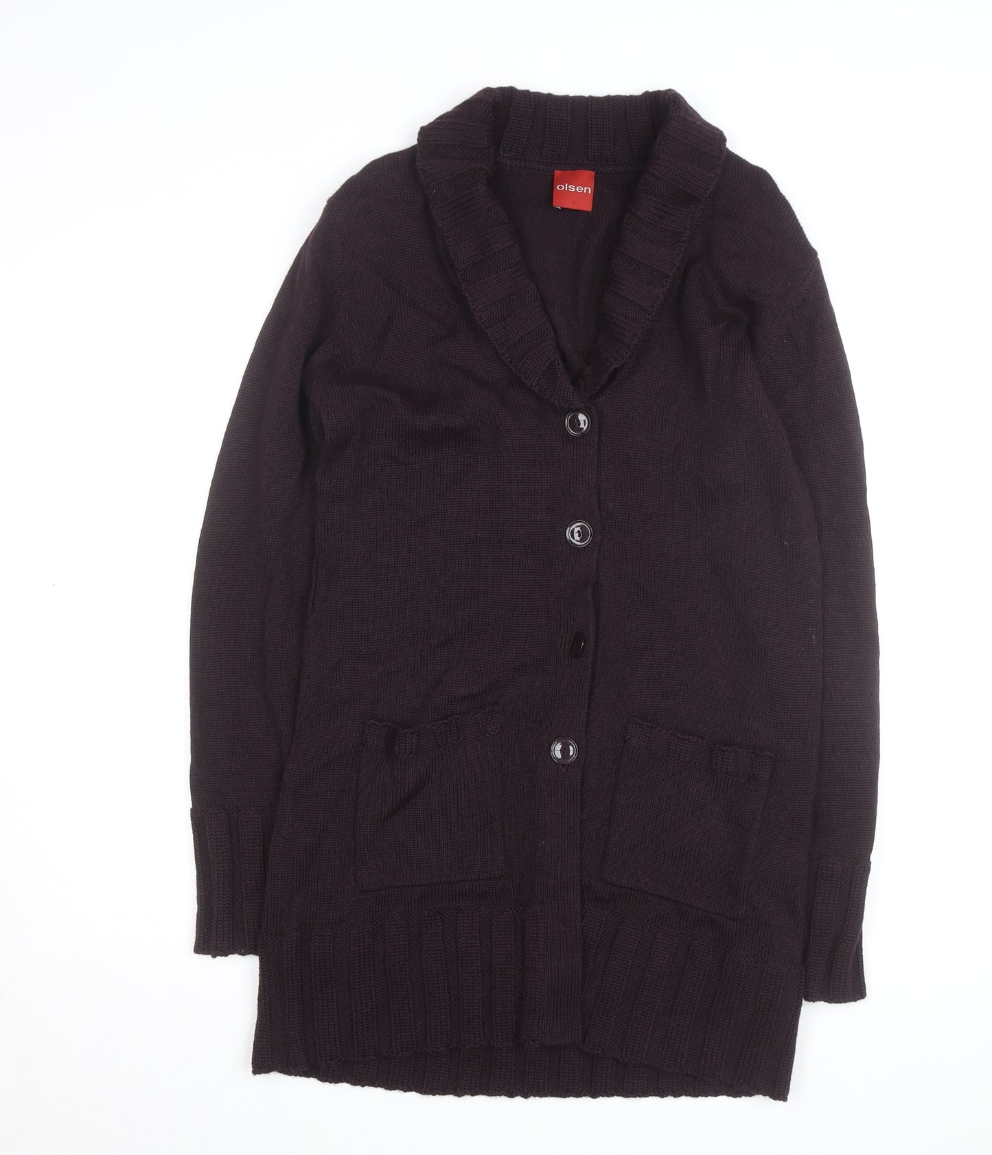 Olsen Women Purple Wool Blend Long Sleeve Cardigan Size M