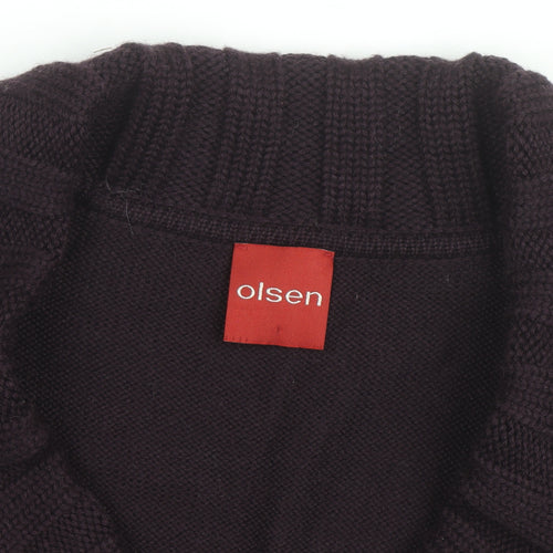 Olsen Women Purple Wool Blend Long Sleeve Cardigan Size M