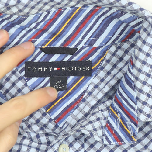 Tommy Hilfiger Men Blue Check Long Sleeve Button-Up Shirt Size S