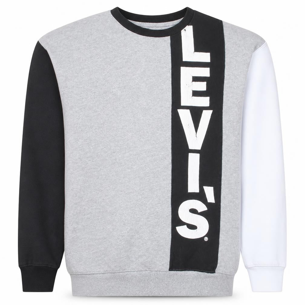 Front view of Levi's boys’ grey colourblock logo pullover sweatshirt 16 years