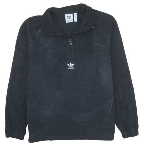 Adidas Mens Black L Fleece 1/2 Zip Pullover Sweatshirt