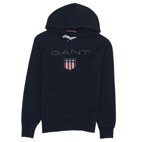 GANT Womens Navy Blue XS Cotton Blend Pullover Hoodie Sweatshirt
