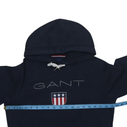 GANT Womens Navy Blue XS Cotton Blend Pullover Hoodie Sweatshirt
