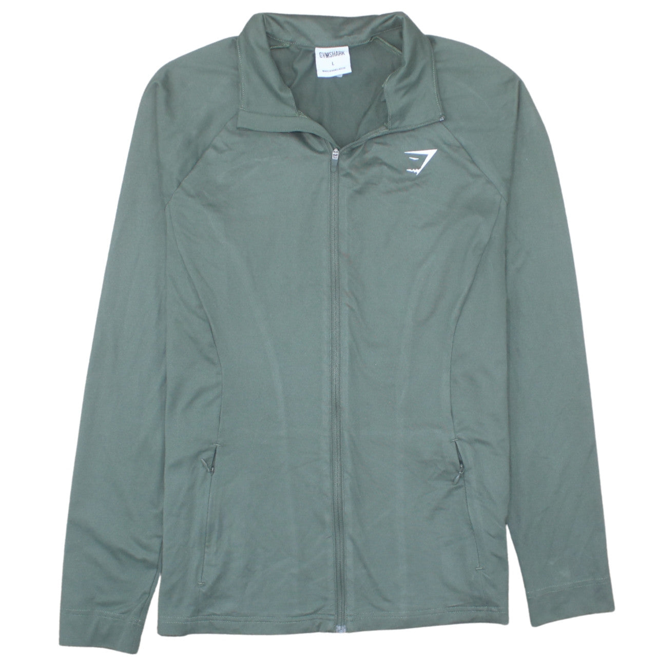 Gymshark Women Green Full Zip Hoodie Jacket Size L Polyester Elastane