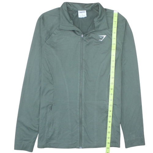 Gymshark Women Green Full Zip Hoodie Jacket Size L Polyester Elastane