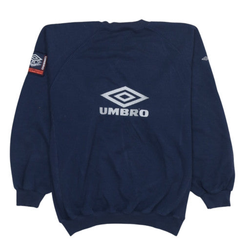 Umbro Men’s Blue Pullover Sweatshirt L Embroidered Logo Retro Sports