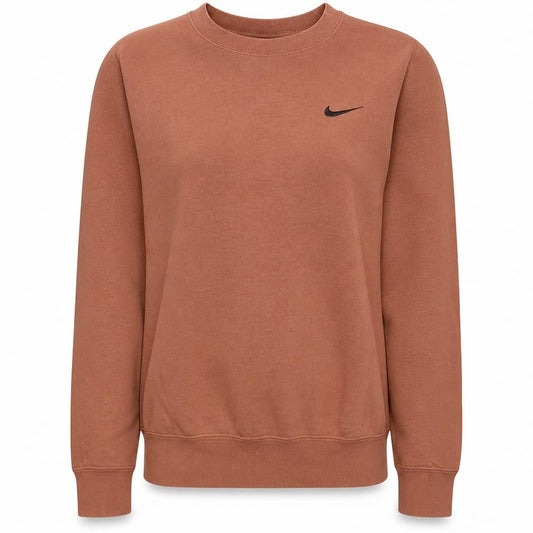 Front view of Nike Women’s Brown Small Pullover Sweatshirt Crew Neck Cotton Blend