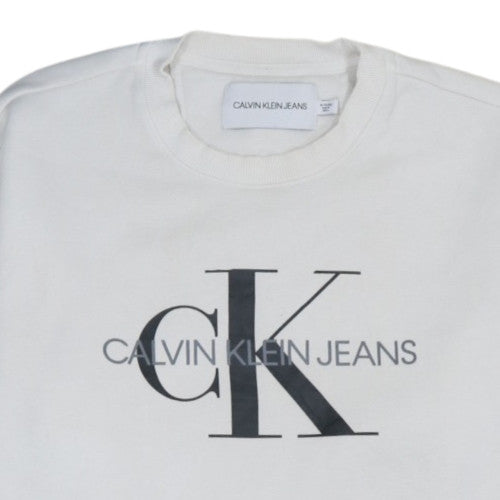 Calvin Klein Jeans Men's White Logo Pullover Sweatshirt M