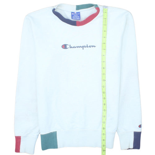 Champion Women's White Colourblock Crew Neck Sweatshirt Small