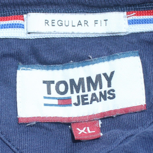 Tommy Jeans Men's Navy Long Sleeve Crew Neck Regular Fit T-Shirt XL