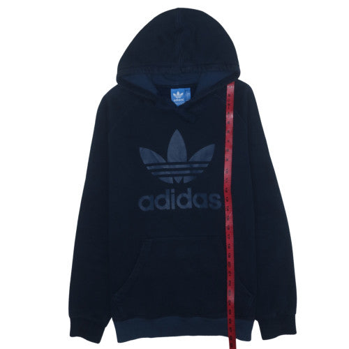 Adidas Men's Blue Pullover Hoodie Large Fleece Graphic Logo Sweatshirt