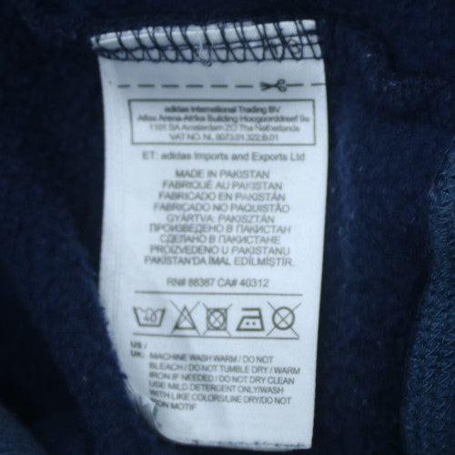 Adidas Men's Blue Pullover Hoodie Large Fleece Graphic Logo Sweatshirt