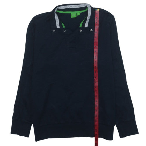 Hugo Boss Men's Navy Henley Sweatshirt XL Cotton Classic Style