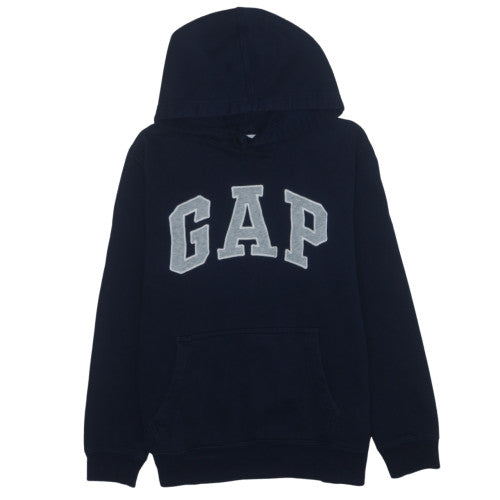GAP Womens Navy Blue Pullover Hoodie M Cotton Blend Logo Casual