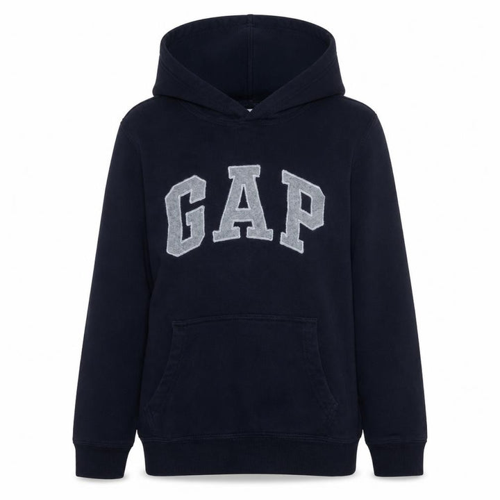Gap Womens Navy Blue Pullover Hoodie M Cotton Blend Logo Casual