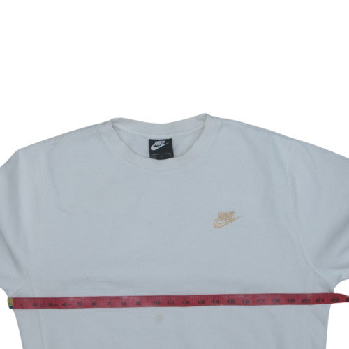 Nike Men's White Small Crew Neck Pullover Fleece Sweatshirt