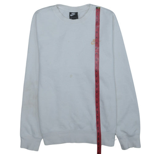 Nike Men's White Small Crew Neck Pullover Fleece Sweatshirt