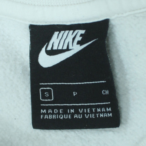 Nike Men's White Small Crew Neck Pullover Fleece Sweatshirt