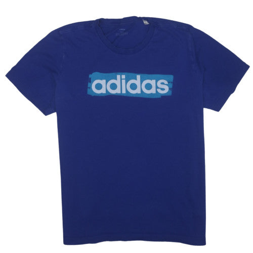 Adidas Men's Blue XL Crew Neck Cotton Graphic T-Shirt