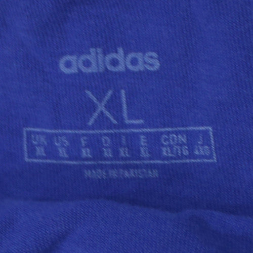 Adidas Men's Blue XL Crew Neck Cotton Graphic T-Shirt