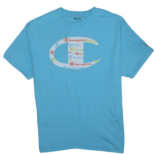 Champion Men's Blue XL Short Sleeve Crew Neck Graphic T-Shirt