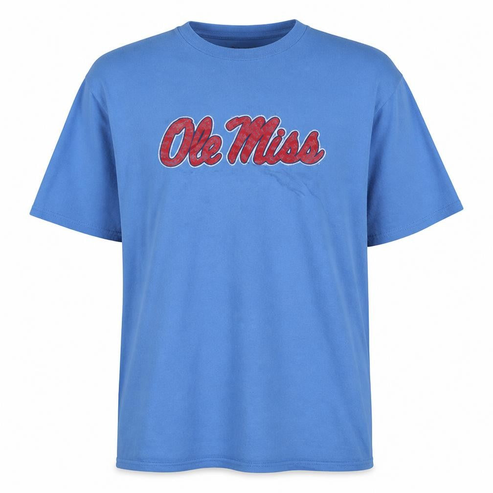 Champion Men's Blue Ole Miss Graphic T-Shirt 3XL Cotton Crew Neck