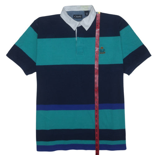 Chaps Men's Blue Striped Cotton Polo Shirt XL Preppy Style