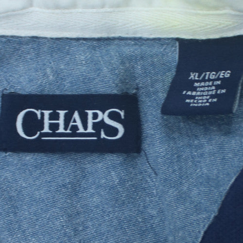 Chaps Men's Blue Striped Cotton Polo Shirt XL Preppy Style