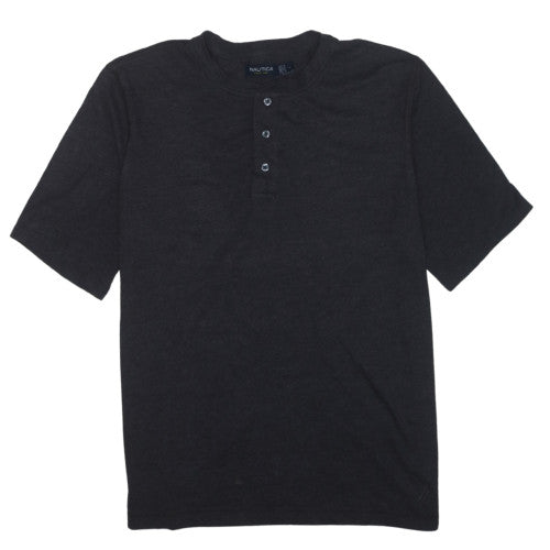 Nautica Men's Black Henley Short Sleeve T-Shirt Size L