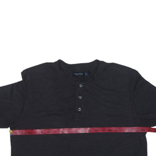 Nautica Men's Black Henley Short Sleeve T-Shirt Size L
