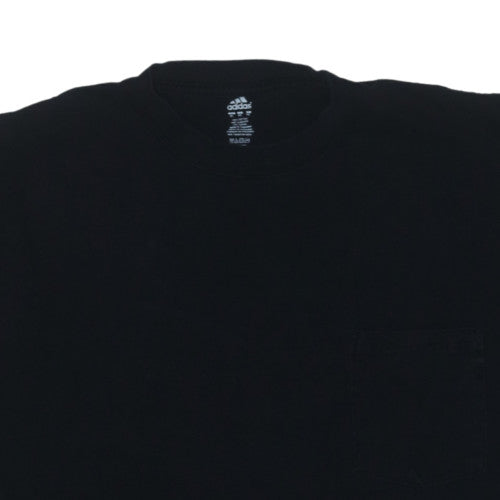 Adidas Men Black XL Cotton Crew Neck Short Sleeve T-Shirt