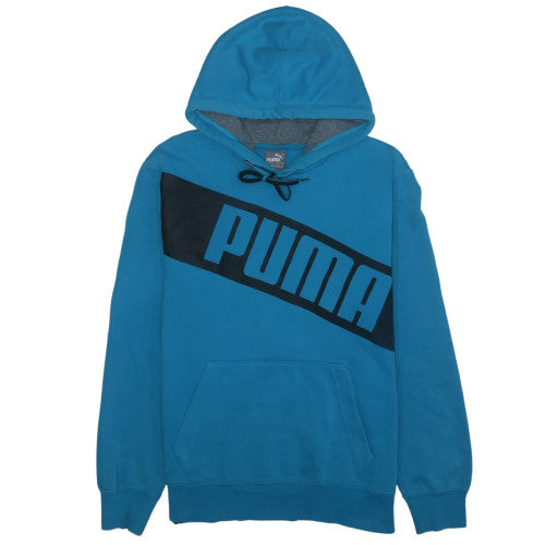 Puma Men's Blue Pullover Hoodie Size M Graphic Fleece Sweatshirt