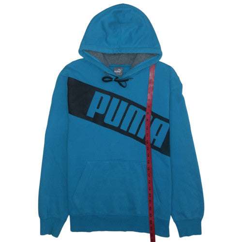 Puma Men's Blue Pullover Hoodie Size M Graphic Fleece Sweatshirt