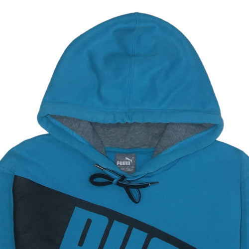 Puma Men's Blue Pullover Hoodie Size M Graphic Fleece Sweatshirt