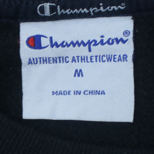 Champion Men's Black Pullover Sweatshirt M Crew Neck Logo Fleece