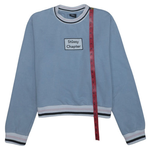 Stussy Women Blue Crew Neck Pullover Sweatshirt Size 8