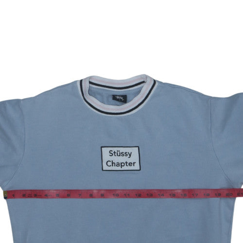 Stussy Women Blue Crew Neck Pullover Sweatshirt Size 8