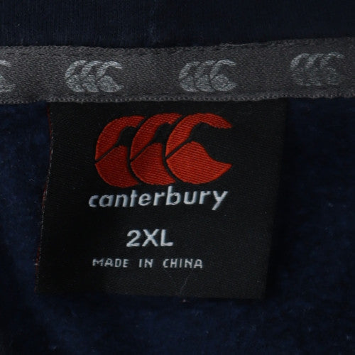 Canterbury Men's Blue 2XL Pullover Rugby Hoodie Embroidered Fleece