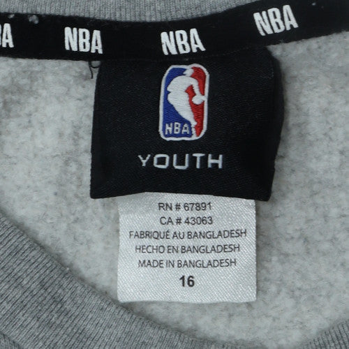 NBA Boys Grey Logo Pullover Sweatshirt 16 Years Fleece Lined