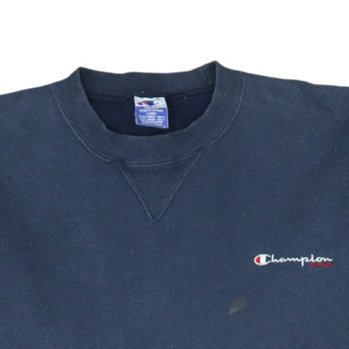 Champion Mens Blue Embroidered Pullover Sweatshirt Size L