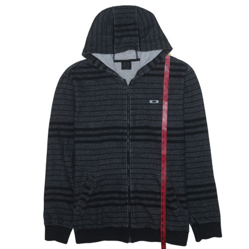 Oakley Men's Grey Striped Full Zip Hoodie XL - Casual Winter Sweatshirt