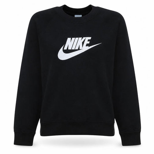 Front view of Nike Women's Black Small Pullover Sweatshirt Crew Neck Logo Cotton Blend