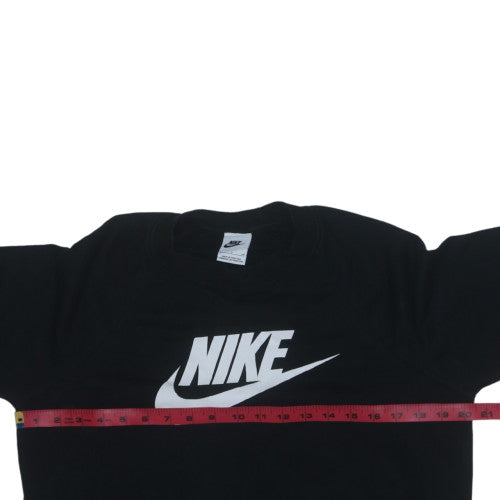 Nike Women's Black Small Pullover Sweatshirt Crew Neck Logo Cotton Blend
