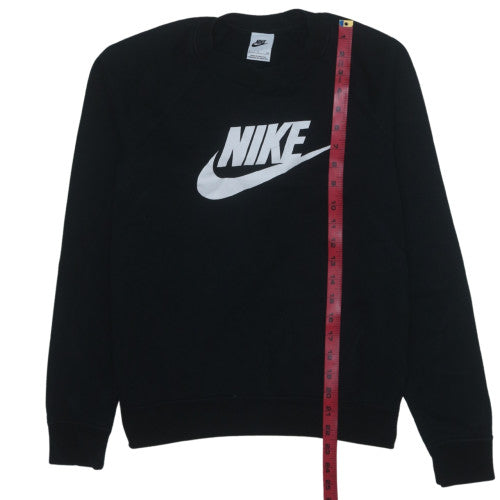 Nike Women's Black Small Pullover Sweatshirt Crew Neck Logo Cotton Blend