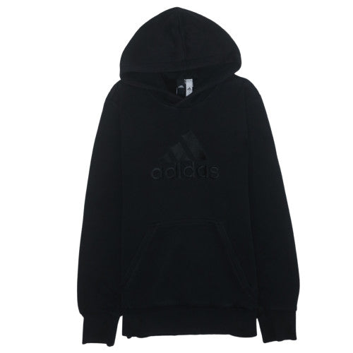 Adidas Men Black Pullover Hoodie Medium Logo Fleece Sweatshirt