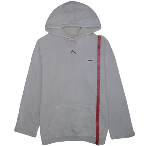 Stussy Mens Grey 2XL Pullover Hoodie with Logo Pocket