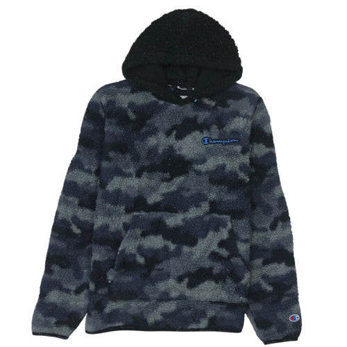 Champion Mens Blue Camouflage Fleece Pullover Hoodie Size S