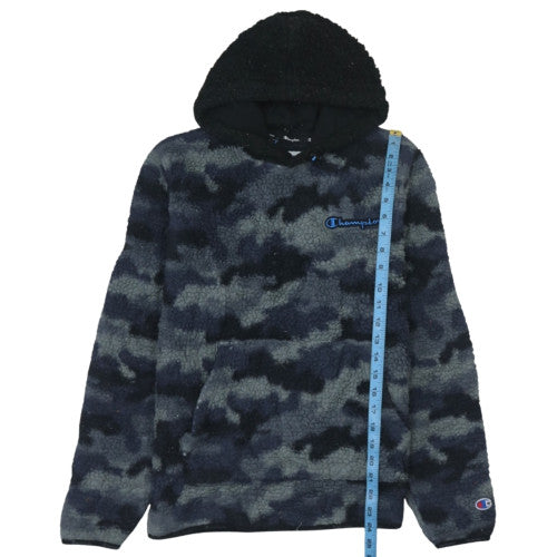 Champion Mens Blue Camouflage Fleece Pullover Hoodie Size S