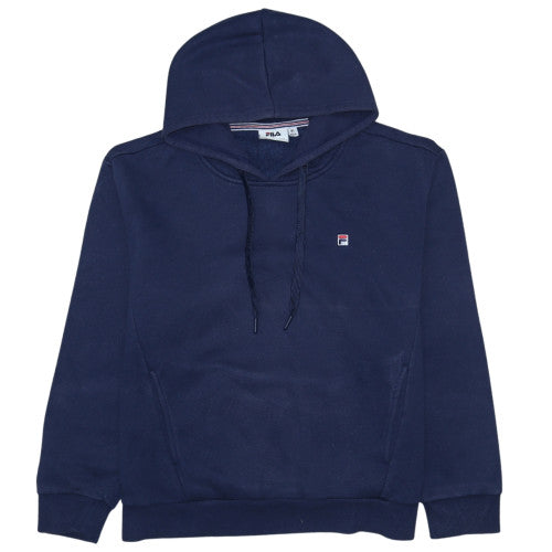 FILA Men's Blue Pullover Hoodie L Logo Fleece Sweatshirt