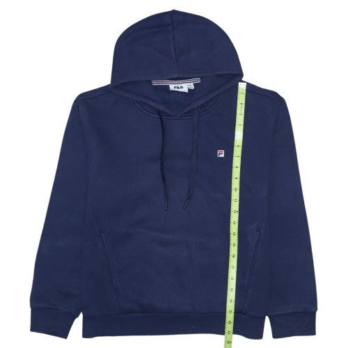 FILA Men's Blue Pullover Hoodie L Logo Fleece Sweatshirt